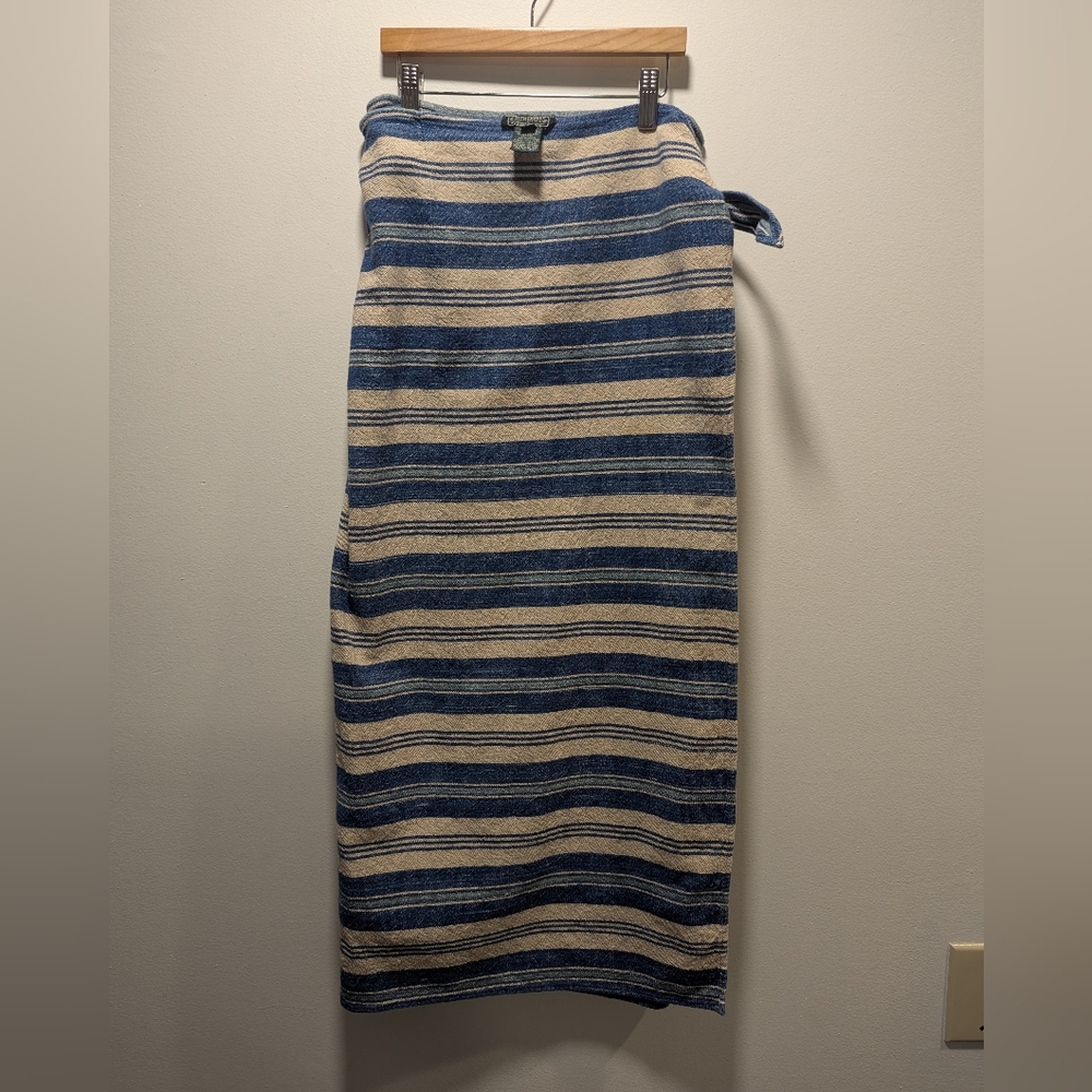 Vintage Ralph Lauren Country Cotton Stripe Cotton Maxi Wrap Skirt Cottagecore 12
